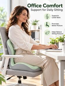 1pc Ergonomic Seat Cushion, Office Lumbar Support Pad, Long-Term Sitting Posture Correction, Lumbar Support, Student Office Chair Lumbar Cushion, Memory Foam Lumbar Support - Multicolor - View 4