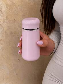 1pc 230ml/8oz Pink Mini Portable Cup With Lid, Stainless Steel Mini Travel Coffee Cup, Portable Coffee Water Cup, Suitable For Office, School, Commute, Travel And Daily Use, Compact And Lightweight, Suitable For Coffee, Tea, Women, Girls And Students - Pink - View 9