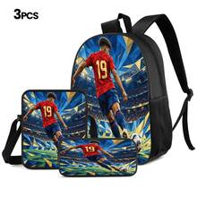 Bộ 3 món in hình cầu thủ Football Match #19 gồm ba lô dung tích lớn + túi đeo chéo + hộp bút, quai đeo vai thoáng khí điều chỉnh được, phong cách nghệ thuật thời trang hiện đại, bộ lưu trữ thể thao cho fan đi làm/đi học - Túi in họa tiết - Xem 10