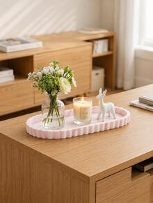 Nampan Silikon Oval Bermotif Marmer Putih - Nampan Pajangan untuk Perhiasan dan Kosmetik di Meja Rias, Dilengkapi dengan Tepi Bergelombang Dekoratif; Cocok untuk Digunakan di Meja Rias, Kamar Mandi, dan Meja Kopi. - MultiWarna - View 11