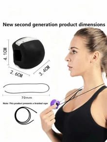 LINGPENG Silicone Jaw Exerciser, Portable Chewing Trainer With Braided Rope - Black - View 5