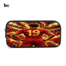 Football Player No.19 Back Print 3 Pieces Set: Large Capacity Backpack + Crossbody Bag + Pencil Case, Adjustable Breathable Shoulder Straps, Modern Fashion Art Style Fan Merchandise Sports Commute Storage Set - Printed Bag - View 10