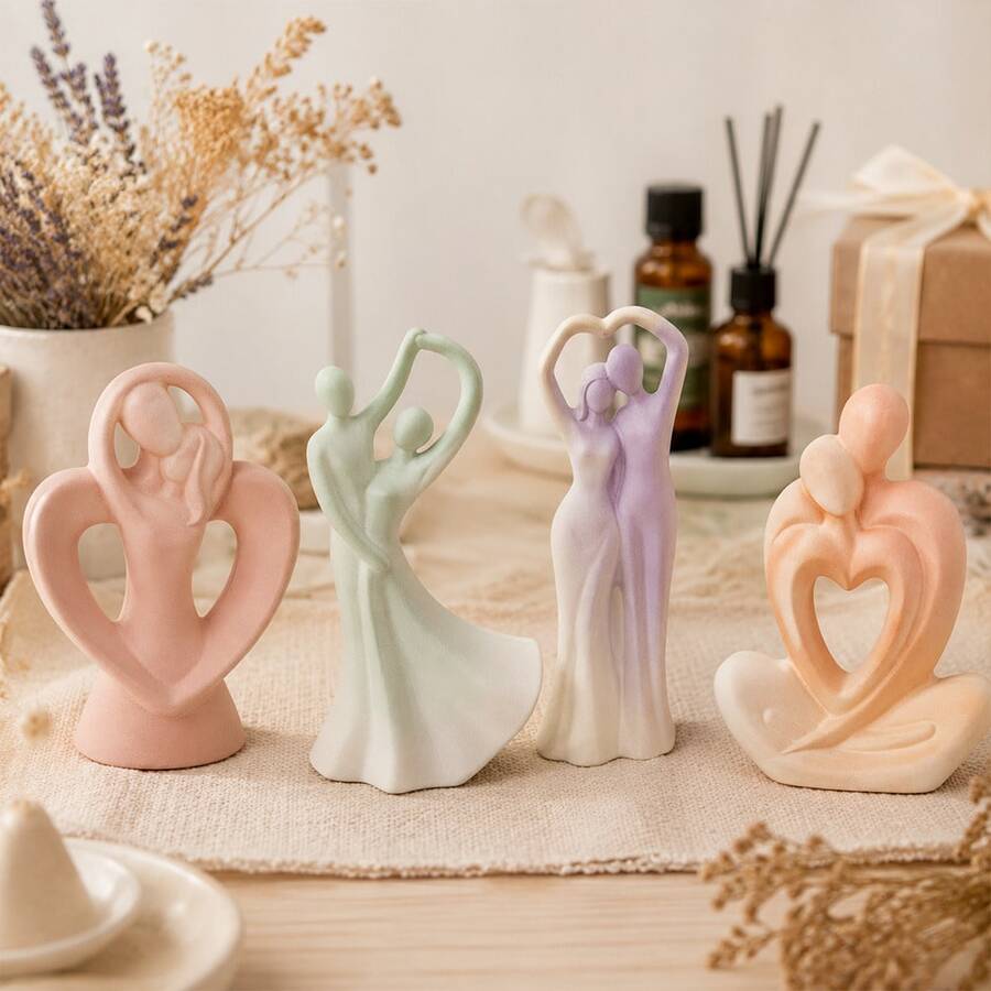1pc Love Couple Ornament Resin Casting Mold - Romantic Valentine's Day Series DIY Creative Home Decoration, Silicone Mold