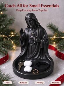 Nampan Dekoratif Religius Hati Kudus Yesus untuk Natal, Hiasan Meja Natal, Nampan Penyimpanan Meja untuk Rosario, Perhiasan, dan Barang-Barang Kecil, Hadiah Spiritual yang Bermakna untuk Umat Beriman - MultiWarna - View 3
