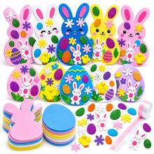 Easter DIY Foam Craft Kit, Colorful Bunny & Easter Egg Shapes With Flowers, Chicks, Leaves And Glitter Decorations, Creative Handmade Activity For Classroom, Family, Party, Spring Holiday Decor, Easter Basket Gift - Multicolor - View 6