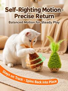 1pc Cat Interactive Wobble Feather Toy, Automatic Self-Righting Swinging Teaser Toy, Indoor Cat Boredom Relief Durable Toy, Cat Chasing Pouncing Hunting Training Exercise Toy, Daily Interactive Pet Supplies For Kittens And Adult Cats - View 4