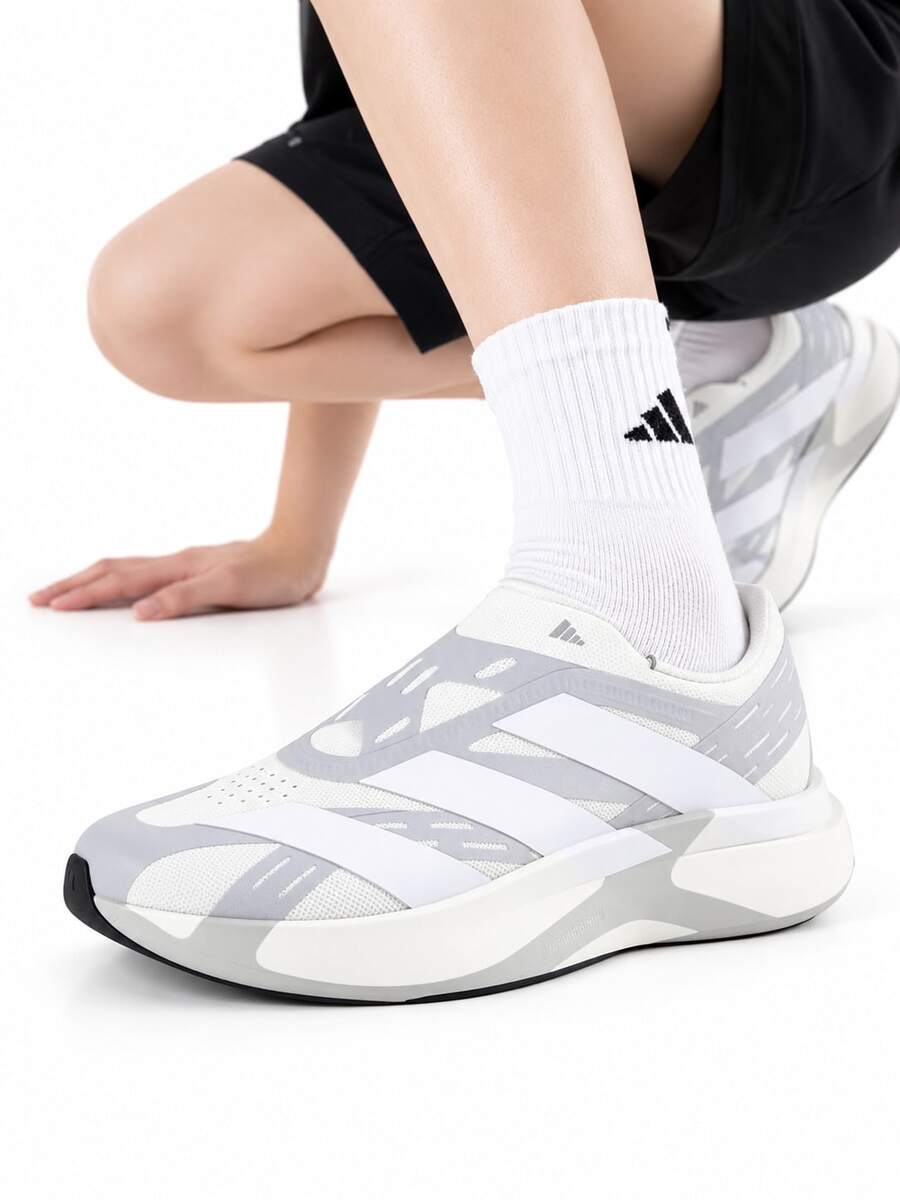 Adidas New Women's Racing Road Running Training Breathable Responsive Cushioning Casual Comfortable Sports Running Shoes - White/Gray - View 1