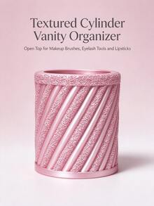 Christmas Cute Diagonal Textured Cylindrical Makeup Brush Holder, Pleated Silk Makeup Cup, Decorative Storage Box For Vanity, Girls Makeup Accessories - Multicolor - View 8