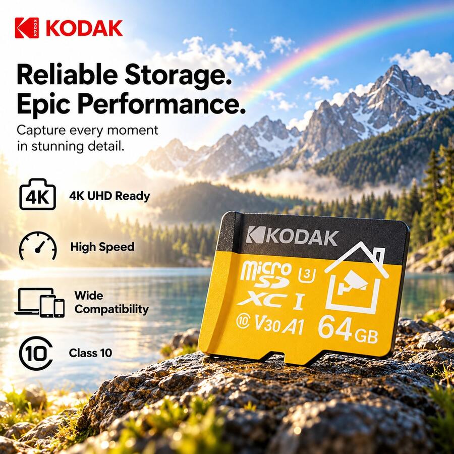 Kodak 32GB TF 記憶卡 256G 128GB 64GB 32GB Class A1-10 UHS-1 閃存卡 Micro SD 卡 適用於家用監控 - 查看 1