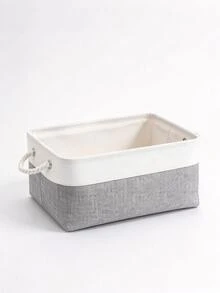 Minimalist Farmhouse Style Linen Blend Rectangular Storage Basket, Foldable Fabric Storage Bin With Thickened Cotton Rope Handles, Large Capacity, Suitable For Bedroom Closet, Shelf, Cabinet, Living Room, Home Organization And Storage - Multicolor - View 14