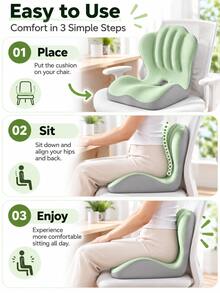 1pc Ergonomic Seat Cushion, Office Lumbar Support Pad, Long-Term Sitting Posture Correction, Lumbar Support, Student Office Chair Lumbar Cushion, Memory Foam Lumbar Support - Multicolor - View 6