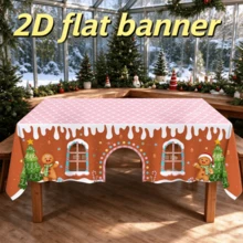 2D Tablecloths, Christmas Gingerbread House Cutting Tablecloths, Gingerbread Village House Design, Christmas Holiday Table Decorations, Indoor Family Party Decorations, Holiday Desktop Decorations With Styles And Sizes To Choose From - 2 - View 1