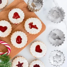 9pcs Christmas Theme Mini Stainless Steel Cookie Cutter Set, Small Hollow Cookie Cutters With Wavy Edges In Heart, Star, Christmas Tree And Gingerbread Man Shapes, Suitable For Making Jam-Filled Cookies - View 3
