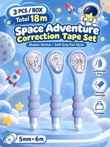 3pcs Soft Grip Correction Tape Set, 6m Per Roll, Quiet White Correction Tape, Suitable For Children, Kindergarten, Elementary Students, Homework And School Supplies - Multicolor - View 11