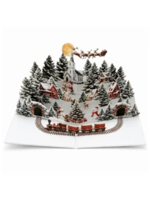 2pcs 3D Night City Snowman Forest Pop-Up Christmas Cards Handmade Winter Gift Christmas Presents Envelopes - A - View 4