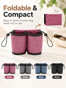 Luggage Handle Cup Holder, Portable Travel Cup Holder Bag With Adjustable Drawstring, Universal Luggage Accessory, Suitable For Travel, Camping Essentials, Vacation Essentials, Beach Trips, Hiking, Graduation And Back To School Trips - Multicolor - View 9