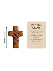 1pc/Set Prayer Cross Gift,Resin Cross Handheld Pocket Cross With Mesh Bag - Finger Relaxation Religious Gift, Inspirational Small Wooden Cross Gift,Christian Prayer Church Gift,Christmas Deocrations, Office Decor And Accessories, Inspirational Gift - Upgraded - View 5