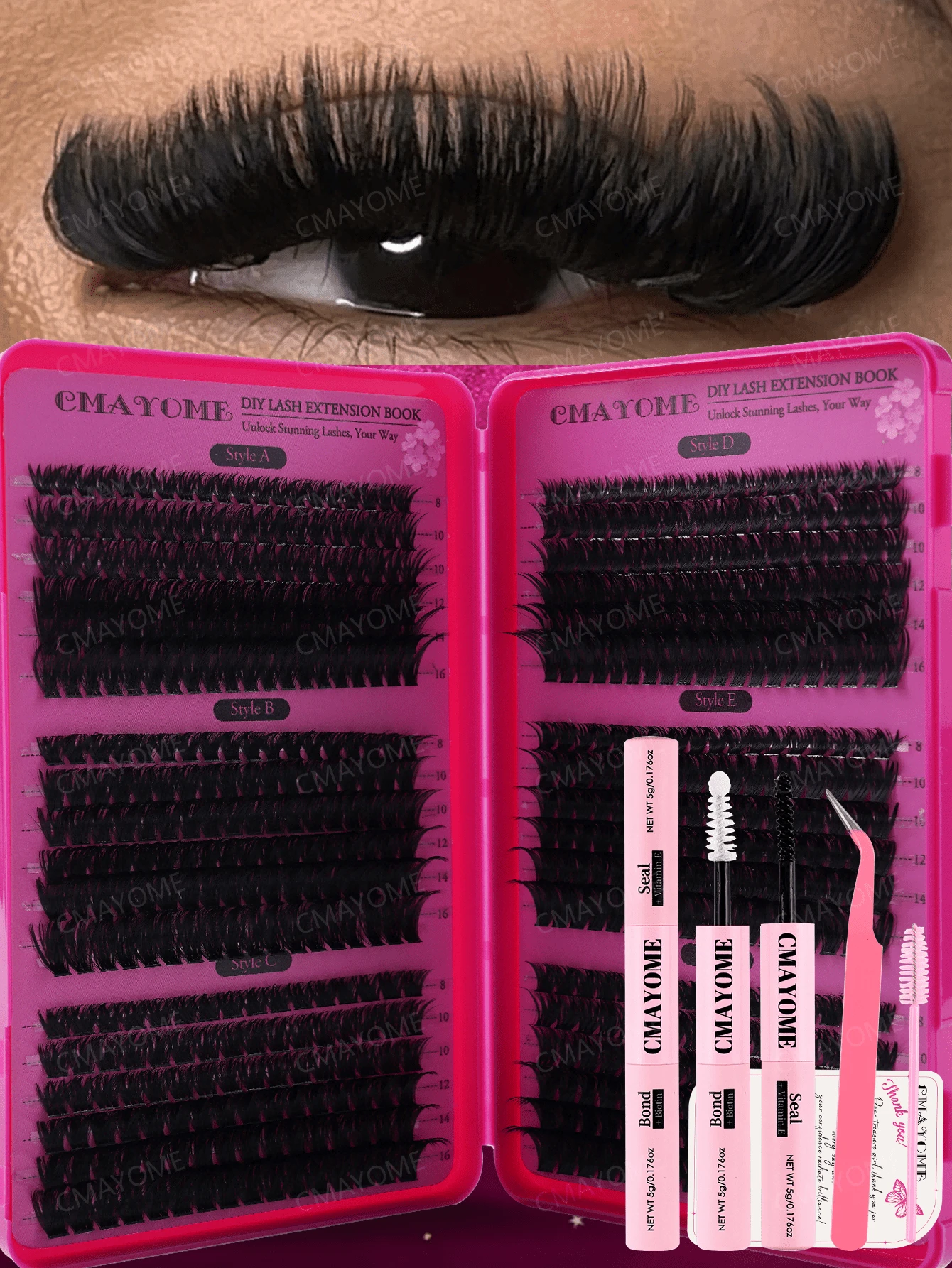 648/684/720pcs Large Capacity Cluster False Eyelashes, Thick And Curly Eyelash Extension Set, D Curl, DIY Eyelash Extension Kit, Fluffy And Soft Individual Lashes, Create Full And Natural Makeup Look, Easy And Convenient DIY At Home, Cluster Lashes. Suitable For Summer Wear.