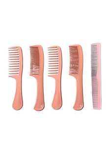 Women's 1pc/5pcs Wide Tooth Comb Set, Styling Comb Set, Suitable For Various Hairstyles And Detangling - Wide Tooth, Fine Tooth, Tail Comb, Hair Styling, Double Wide Tooth Comb, Suitable For Wet Hair, Wavy Hair, Thick Curly Hair - Pink - View 8