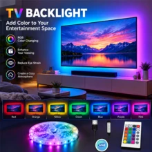 RGB LED Strip Lights, USB Powered Multicolor Color Changing Lights, 24-Key Remote Control, Adjustable Brightness, Multiple Lighting Modes, Suitable For Bedroom, Living Room, TV Background, Cabinet And Home Decor - RGB LED Strip Lights - View 5