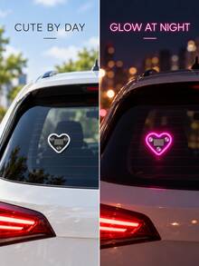 YAIUZGOO Solar Powered & USB Rechargeable Heart-Shaped Car Ambient Light, LED Rear Window Decorative Lamp With Vacuum Suction Mount, Soft Glow Car Interior Accent Light, 4 Colors Available For Sedan SUV Truck - A - View 6