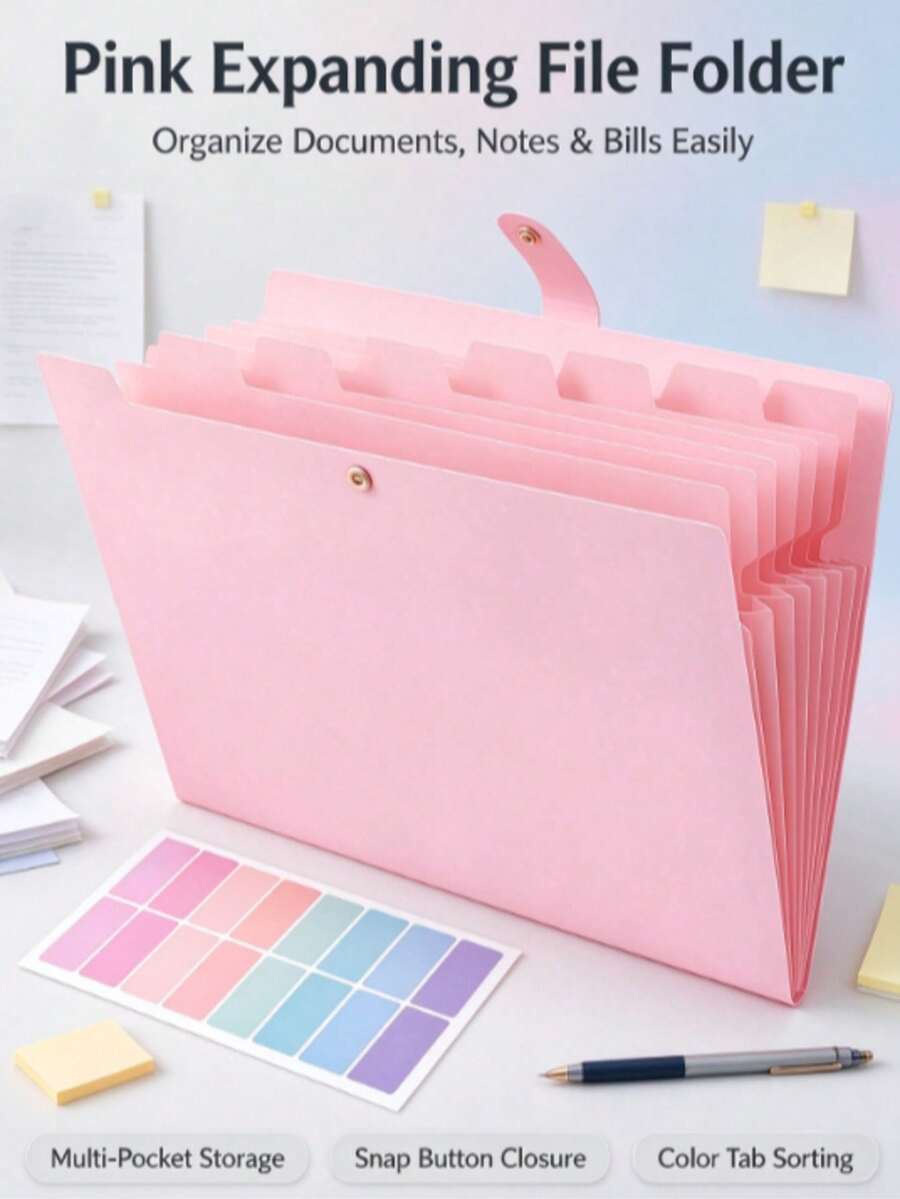 1pc File Storage Binder, File Storage Box, Transparent File Bag, File Folder Organizer - View 1