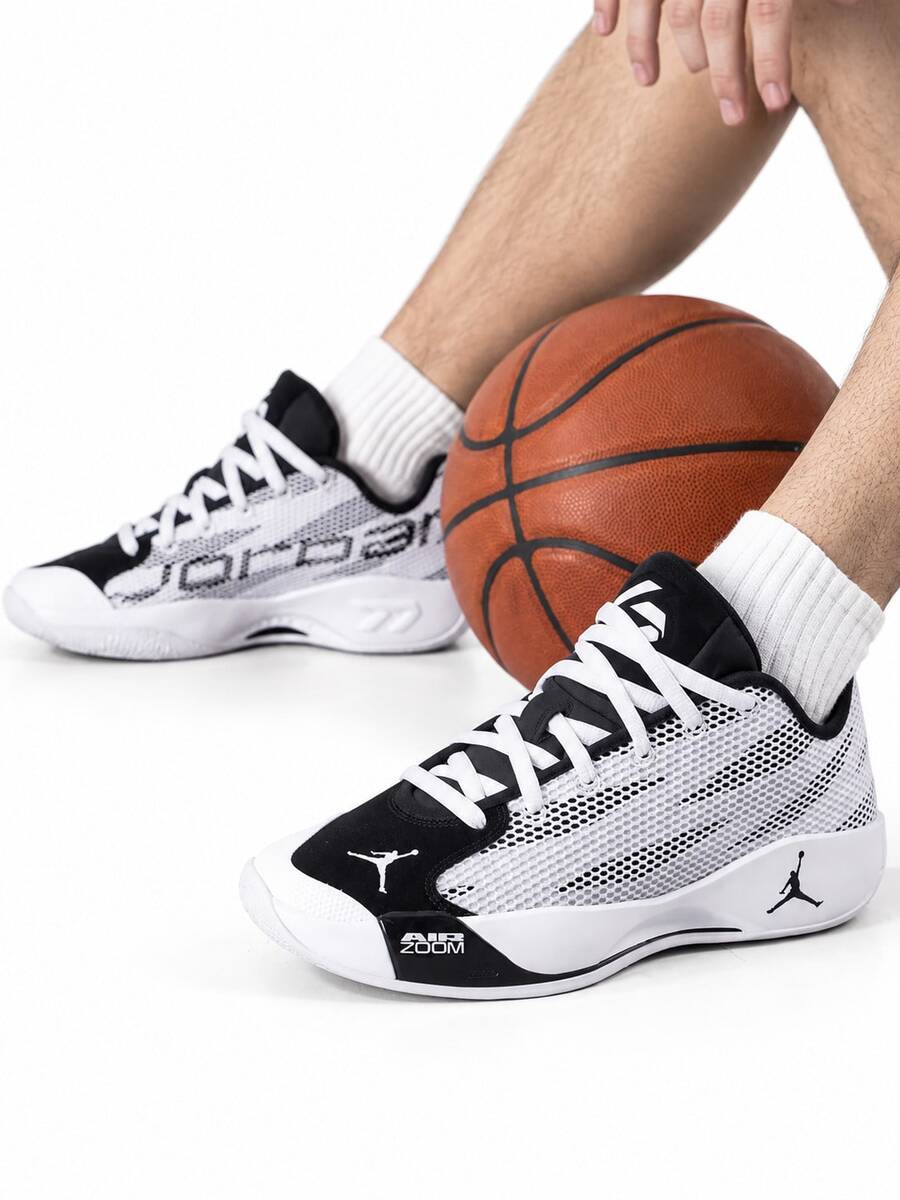 Nike Sepatu Basket KD19 Durant Generasi ke-19 Performa Olahraga Bantalan Bernapas Ringan untuk Pria - Hitam dan Putih - View 1