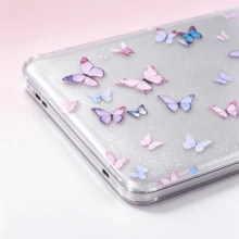 Sparkly Glitter Clear Butterfly Print Laptop Hard Case Compatible With MacBook Air 13/15 Pro14/16, Slim Shock Resistant Notebook Protective Cover - View 2