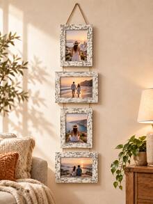 1 buah Bingkai Foto Gantung Dinding Kayu Vintage, Bingkai Foto Multi-Foto Gaya Pedesaan, Tampilan Foto Keluarga 6 Inci, Bingkai Kayu Vintage dengan Tali Rami, Cocok untuk Ruang Tamu, Kamar Tidur, Dekorasi Dinding Asrama - beraneka warna - View 7