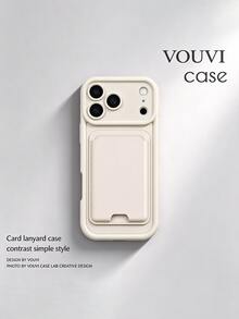 VOUVI 2-In-1 Dopamine Stand Card Holder Phone Case, Compatible With IPhone 17 16 15 14 13 12 11 Pro Max, Shockproof Matte Solid Color Multi-Function Soft Shell, Suitable For 16 15 14 Plus Phone Accessories - Off-white - View 1