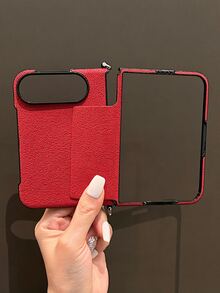 Ins Simple Red Lunar Crater Pattern Phone Case With Carry Cord Rope Compatible With IPhone Duo Fold Ultra 18 Fold Case Anti-Drop Back Cover - Red - View 7