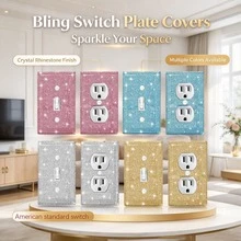 1pc Shiny Silver Rhinestone Wall Plate Light Switch Cover Decorative Wall Plate Single Switch, Wall Plate Light Switch Cover Decorative Outlet Cover, Shiny Silver Rhinestone Shiny Wall Plate Cover Single Switch Suitable For Kitchen Bedroom Living Room Home Decor, Autumn Decoration, Wall Sticker - A - View 1