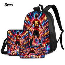 Neon Glow Line #19 Player Print 3 Pieces Set: Large Capacity Backpack + Crossbody Bag + Pencil Case, Adjustable Breathable Shoulder Straps, Modern Fashion Art Style Fan Sports Commute Storage Set - Printed Bag - View 13