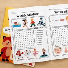Children's Word Search Activity Book 32 Pages, Preschool Kindergarten Toddler Fun Vocabulary Learning Workbook, Educational Reading And Writing Toy, Hidden Word Search Game, Home School Travel Learning Supplies - Rose Red - View 3
