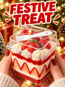 Kotak Puding Transparan dengan Tutup dan Sendok, Gelas Kue Pesta yang Dapat Digunakan Kembali untuk Pria dan Wanita, Set Gelas Pesta Persegi untuk Dekorasi Rumah Musim Gugur dan Musim Dingin, Dapur, Perkemahan, Asrama, Perlengkapan Pesta Kembali ke Sekolah, Penyimpanan Makanan Dalam dan Luar Ruangan, Aksesori Penting - MultiWarna - View 8