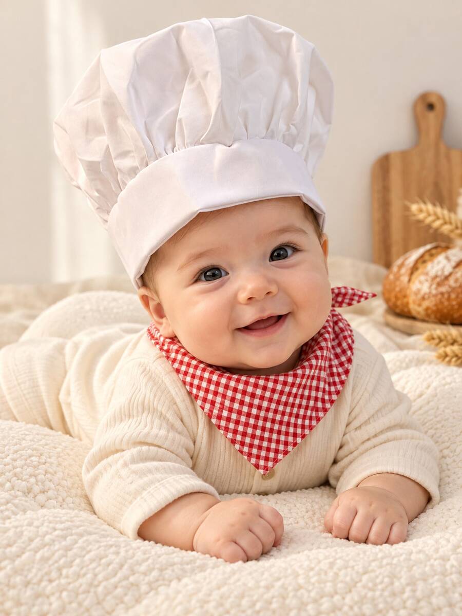 Newborn Photography Props, Baby Chef Hat For Boy Girl, Baby Photo Outfits Cook Props For Photo Stripe Chef Hats Baby Stuff Shower Party Gift - Multicolor - View 1
