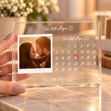 Porta Retrato Calendário Personalizado Bloco de Mesa Acrílico Foto Data Especial Frase Nome Decoração Presente Lembrancinha Aniversário Chá de Panela Casamento Chá de Bebê Nascimento Formatura Batizado Natal - Branco - Visão 5