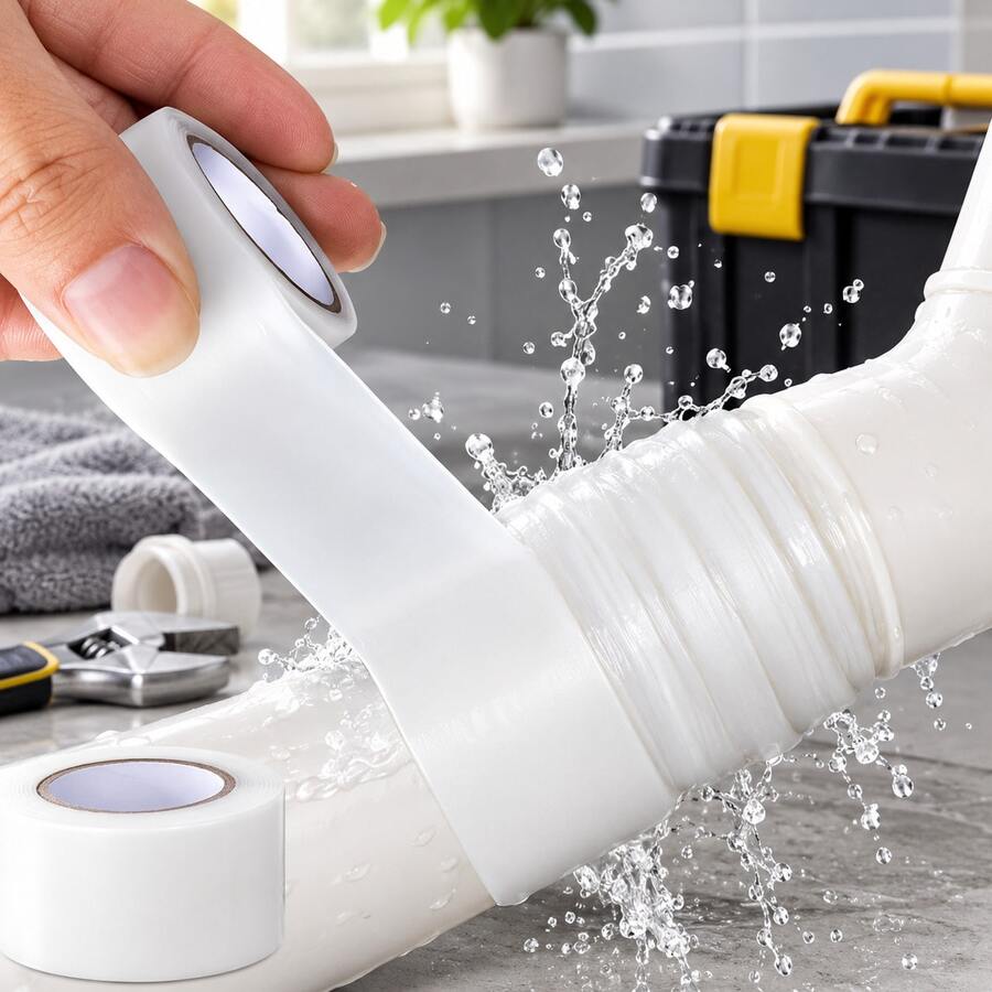 1 Roll Tape - Instant Leak Repair, Suitable For PVC/Glass/Metal/Stone Sealing, Heat Resistant (No Tools Required) - Perfect For Water Pipes, Sinks, Showers, Bathtubs, Toilet Leak Repair - Instant Bonding
