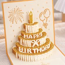 1pc Personalized Birthday Greeting Card, Customized Name 3D Pop-Up Cake Card, Creative Birthday Blessing Card, Exquisite Paper Art Design, Can Write Messages, Suitable For Birthday Party, Friends And Family Gifts, Couple Anniversary, Holiday Celebration - Multicolor - View 6