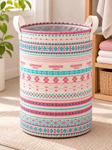 Cesto Organizador Dobrável Multiuso para Roupas Sujas Banheiro Quarto Lavanderia com Alças - Boho - Visão 4