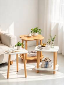 Multi-Style Side Table,Sofa Side Table, Small Coffee Table, 40*40*50cm, 3 Shapes Available, 2-Tier Storage End Table, Durable,Sturdy,Minimalist Nightstand For Living Room Bedroom Balcony, Space Saving Accent Table For Home Decor - Multicolor - View 1