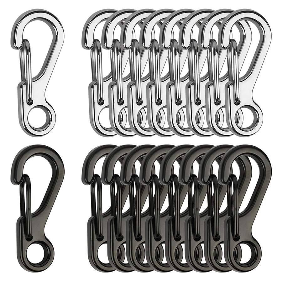 15pcs Mini Alloy Carabiners, Mini Spring Hooks Keychain, EDC Paracord Key Ring, Outdoor Hiking Fishing Camping Backpack Accessories - Question Mark Buckle - View 1
