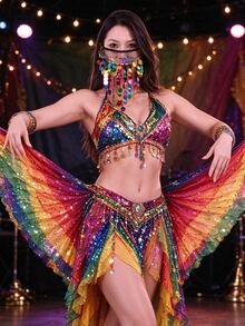 Sequin Tassel Belly Dance Mask, Mesh Veil For Stage Performance, Shiny Party Costume Accessory, Christmas Halloween Theme Outfit - Multiple Styles - View 2