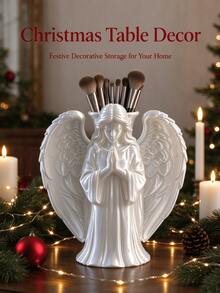 Christmas Prayer Angel Makeup Brush Holder, Embossed Winged Angel Makeup Tool Storage Box, Suitable For Vanity, Christmas Decor Gift, Suitable For Boys, Girls, Couples - Multicolor - View 12