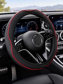 Elastic No‑Inner‑Ring Steering Wheel Cover,15Inch Microfiber Leather Diamond Embossed Car Steering Sleeve,Breathable Anti‑Slip Auto Protector With Color Piping,Fits 37‑38cm Steering Wheel,Multi‑Color Universal Car Interior Accessory - Multicolor - View 2