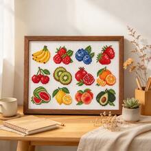 طقم تطريز الفاكهة الطازجة 11CT خيط 3-خيوط 52x36 سم [20.5x14.2 بوصة] نمط مطبوع قطع مجاني DIY تخفيف الضغط حرفة يدوية - متعدد الألوان - مشاهدة 6
