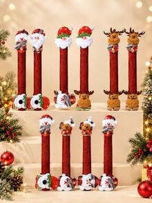 2/4pcs Christmas Handle Covers, Santa Claus Snowman Reindeer Holiday Handle Decor, Suitable For Doors, Refrigerators, Ovens, Microwaves, Cabinets And Drawers Kitchen And Home Holiday Decoration - Multiple Styles - View 2