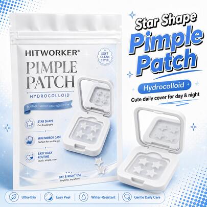 60 piezas de parches para granos de hidrocoloide, pegatinas para cubrir manchas en la cara con forma de estrella blanca y estuche con espejo portátil, set de parches con forma de estrella linda, ultra finos y fáciles de despegar, resistentes al agua, cuidado diario suave, uso de día y noche