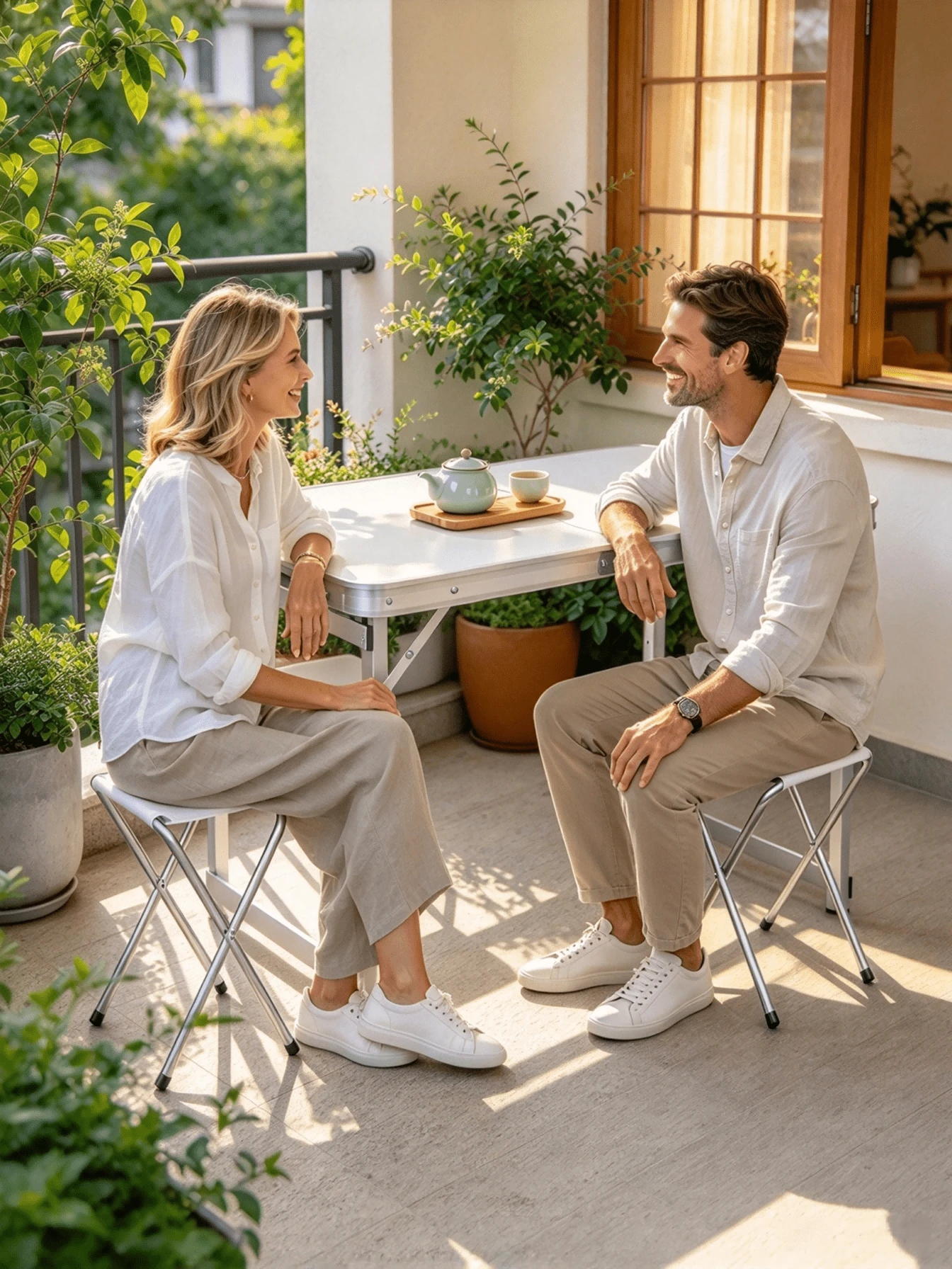 Folding Table And Chair Set, Foldable Handheld Table With Four Folding Stools, Lightweight & Easy To Store, Outdoor Picnic And Stall Table, Suitable For Camping, Markets And Casual Outdoor Dinners - Multicolor - View 1