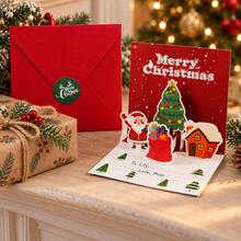 1pc Customized Christmas 3D Pop-Up Card, Personalized Name & Blessing Greeting Card, Santa Claus & Christmas Tree Scene Paper Cut Card, Writable Custom Message, Creative Holiday Gift Card, Warm Christmas Gift, Suitable For Friends, Family, Couples, Colleagues - Multicolor - View 6